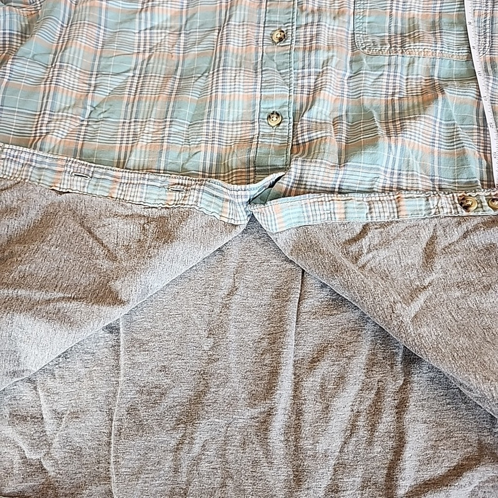LL Bean Lined Flannel Sea Foam Green Plaid Button Up Shirt Size XL A1 - Picture 6 of 7